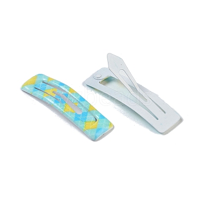 10Pcs 5 Colors Tartan Pattern Epoxy Resin Snap Hair Clip PHAR-P009-01B-1