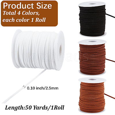 4 Rolls 4 Colors Flat Faux Suede Cord LW-CL0001-04B-1