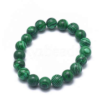 Synthetic Malachite(Dyed) Bead Stretch Bracelets BJEW-K212-C-031-1