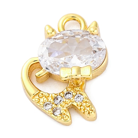 Brass Micro Pave Cubic Zirconia Charms KK-A240-16G-1