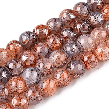 Drawbench Crackle Glass Beads Strands GLAA-N006-8mm-09-1