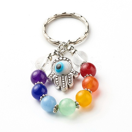 Tibetan Style Alloy Frame Keychain KEYC-JKC00265-01-1