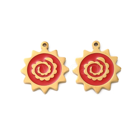 Ion Plating(IP) 304 Stainless Steel Red Enamel Pendants STAS-M102-66G-1