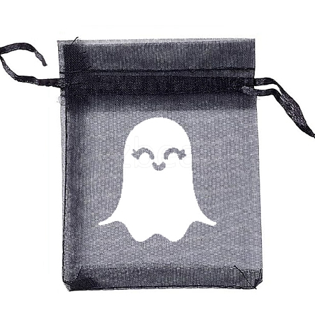 Halloween Organza Ghost Printed Gift Bags with Drawstring PW-WG768D7-03-1