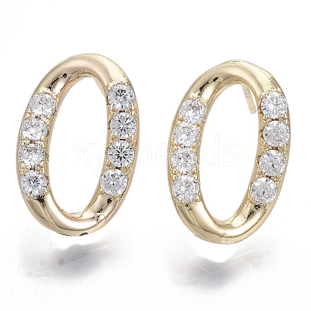 Brass Micro Pave Clear Cubic Zirconia Stud Earring KK-N232-09-NF-1