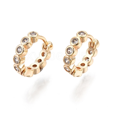 Clear Cubic Zirconia Hoop Earrings EJEW-G321-02G-1