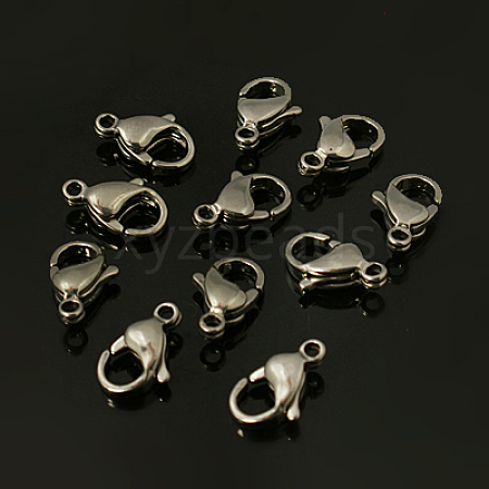 Tarnish Resistant 304 Stainless Steel Lobster Claw Clasps STAS-G035-G-1