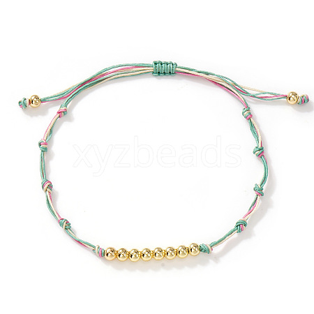 Brass Round Beads Braided Bead Bracelets AZ5003-11-1