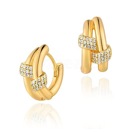 Brass Clear Cubic Zirconia Hoop Earrings FS-WGD9CCC-17-1