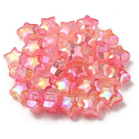 UV Plating Transparent Crackle Acrylic Beads OACR-P010-09D-1