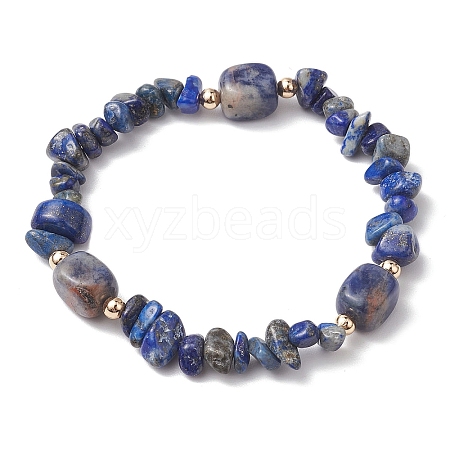 Natural Sodalite Cuboid & Lapis Lazuli Chip Beaded Stretch Bracelets for Women BJEW-JB10808-07-1