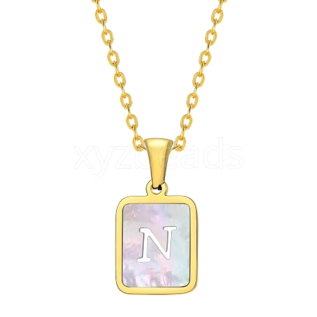 Shell Rectangle Pendant Initial Necklaces PW-WGEBFCF-14-1