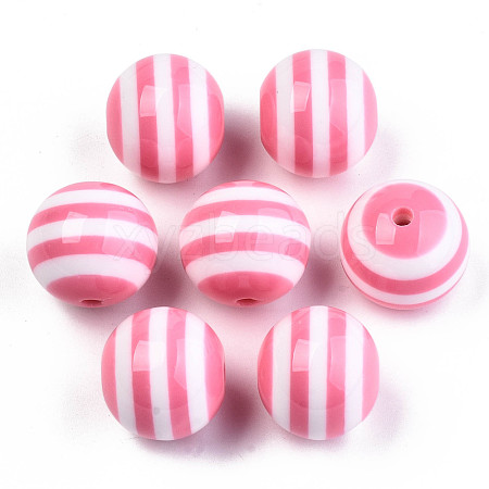 Round Striped Resin Beads RESI-R158-20mm-06-1