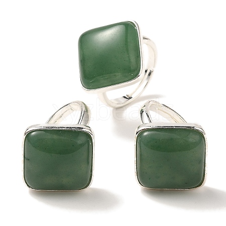 Natural Green Aventurine Adjustable Rings RJEW-H240-01S-07-1