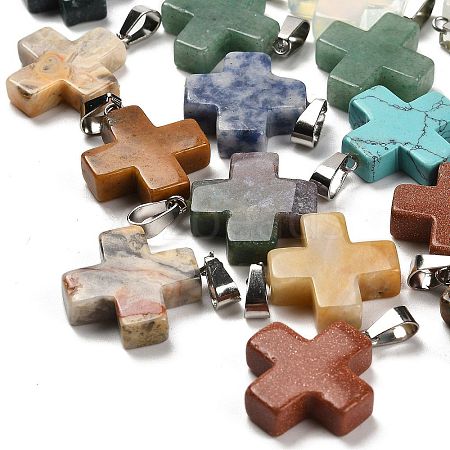 Natural & Synthetic Mixed Gemstone Pendants G-Z067-06P-01-1