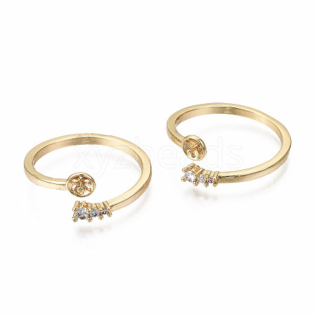 Brass Micro Pave Clear Cubic Zirconia Peg Bails Cuff Finger Ring Settings X-KK-T056-117G-NF-1