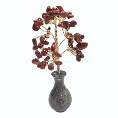 Natural Red Jasper Chips Tree of Life Decorations PW-WG77120-05-1