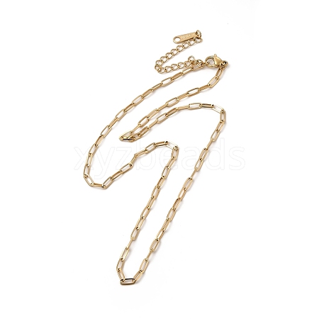 Ion Plating(IP) 304 Stainless Steel Paperclip Chain Necklace for Women NJEW-G097-14G-1