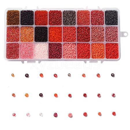 Red Series 600G 24 Colors Glass Seed Beads SEED-JP0008-02-2mm-1