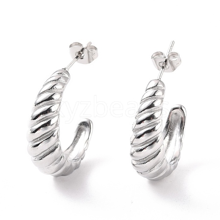 Non-Tarnish 304 Stainless Steel Croissant Stud Earrings for Women EJEW-F280-08P-1