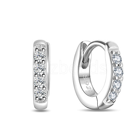 SHEGRACE Rhodium Plated 925 Sterling Silver Huggie Hoop Earrings JE893A-01-1