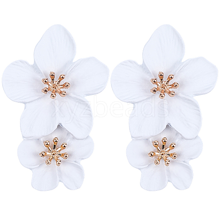 1 Pair Alloy Flower Dangle Stud Earrings EJEW-SP0001-18-1
