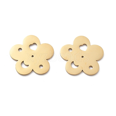 304 Stainless Steel Laser Cut Hollow Flower Connector Charms STAS-M111-10G-1