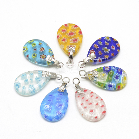 Handmade Millefiori Glass Pendants X-LAMP-R139-08-1