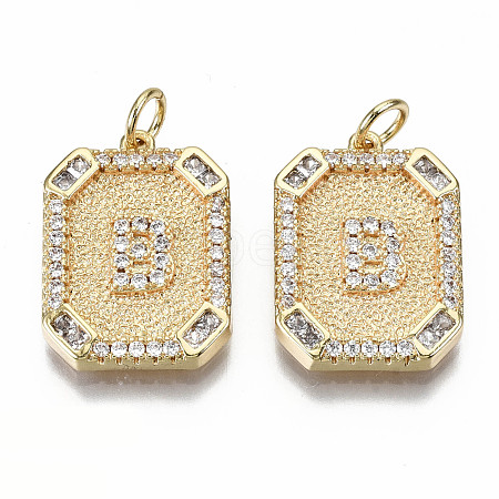 Brass Micro Pave Clear Cubic Zirconia Pendants KK-S356-234B-G-NF-1