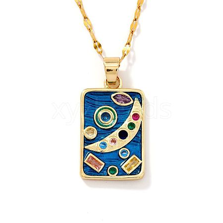 Minimalist Hip-hop Style Starry Sky Brass Cubic Zirconia Pendant Necklaces for Women SX7407-1-1