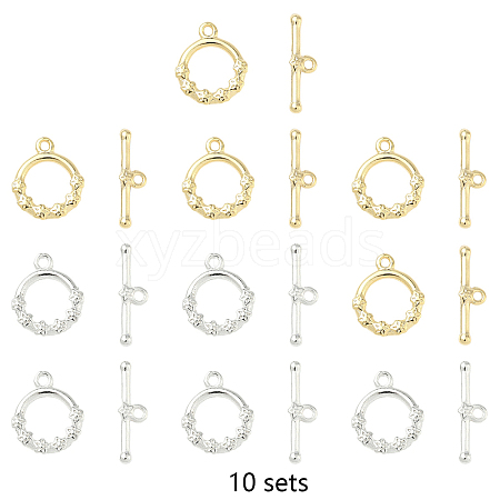 10 Bags 2 Colors Brass Toggle Clasps KK-YW0003-87-1
