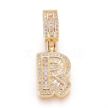 Brass Micro Pave Cubic Zirconia Pendants KK-D156-01G-R-1