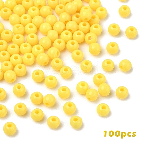 100Pcs Opaque Acrylic Beads MACR-YW0003-84F-1