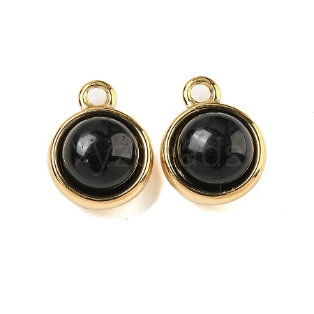 Natural Black Onyx(Dyed & Heated) Half Round Charms STAS-L080-009G-01-1