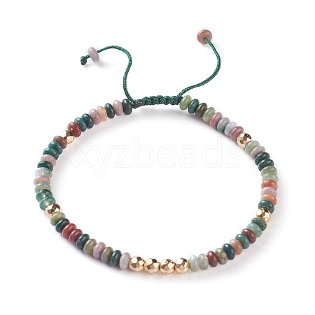 Natural Indian Agate Braided Bead Bracelets BJEW-O175-C08-1