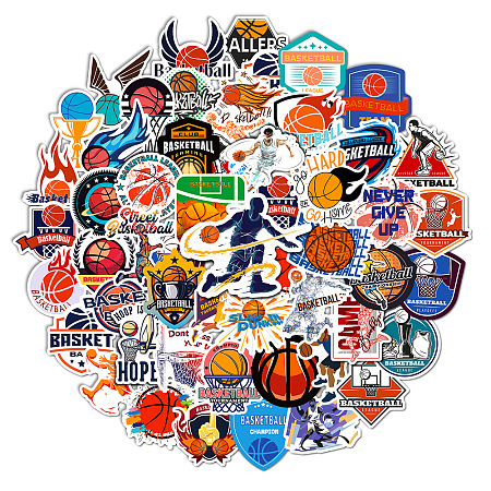 50Pcs Basketball Themed PVC Self-Adhesive Stickers PW-WG86843-01-1