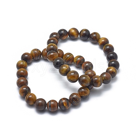 Natural Tiger Eye Bead Stretch Bracelets BJEW-K212-B-028-1