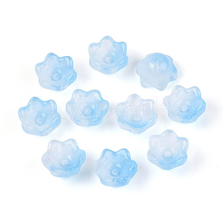 Transparent Two Tone Spray Painted Glass Bead Caps A-GLAA-Q089-002B-001-1
