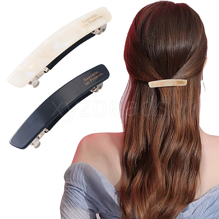 2Pcs 2 Colors Cellulose Acetate and Iron Hair Barrettes for Women Girl PHAR-TADJ0001-01A-1
