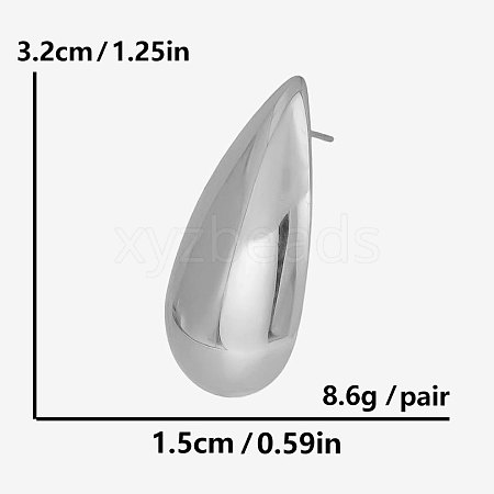 304 Stainless Steel Teardrop Stud Earrings VH8454-1-1