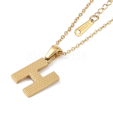 Ion Plating(IP) Initial Letter 304 Stainless Steel Pendant Necklaces NJEW-M199-01G-H-1