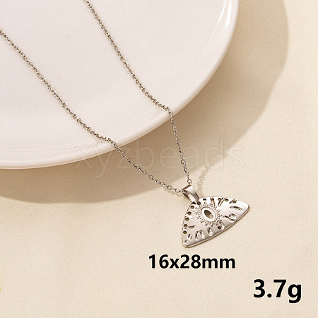 Stainless Steel Triangle with Evil Eye Pendant Necklaces HK0528-9-1