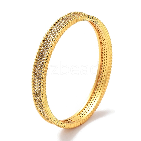 Brass Micro Pave Clear Cubic Zirconia Hinged Bangles for Women BJEW-Z061-18G-1