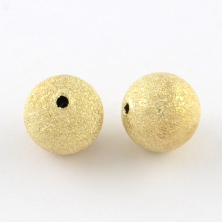 Brass Textured Beads KK-R012-10mm-G-1