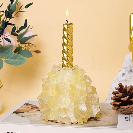 Natural Citrine and Metal Candlestick Ornaments PW-WG97317-04-1