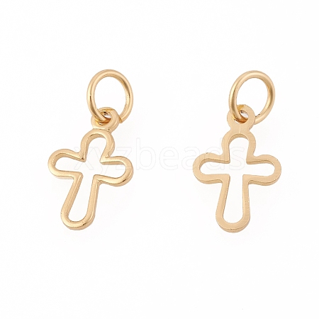 Brass Tiny Cross Charms X-KK-G258-02-NR-1