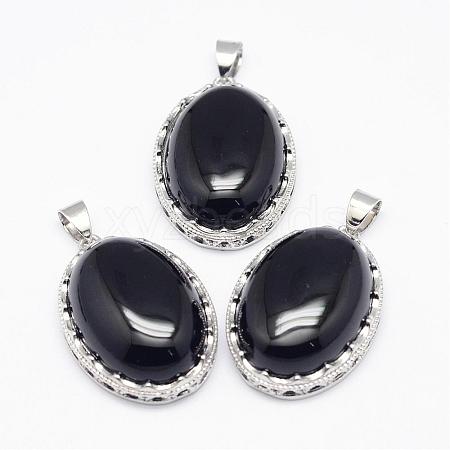 Natural Black Agate Pendants G-D851-13-1