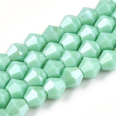Opaque Solid Color Electroplate Glass Beads Strands EGLA-A039-P6mm-A20-1