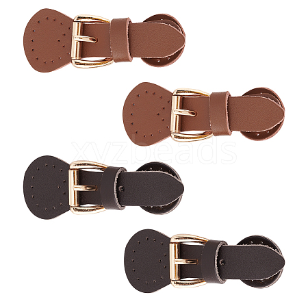 Fingerinspire 4 pcs 2 Colors Cowhide Sew on Toggle Buckles FIND-FG0001-81-1