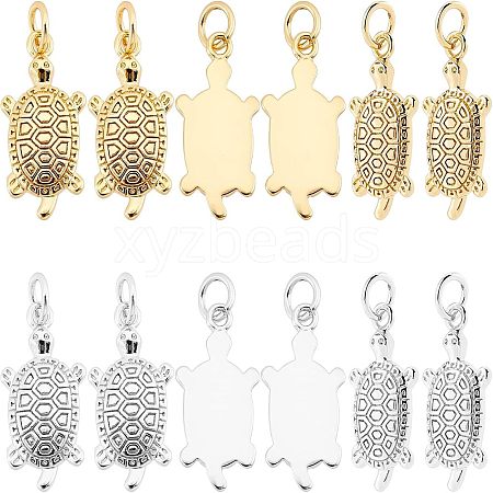 SUPERFINDINGS 12Pcs 2 Colors Brass Micro Pave Clear Cubic Zirconia Pendants ZIRC-FH0001-29-1